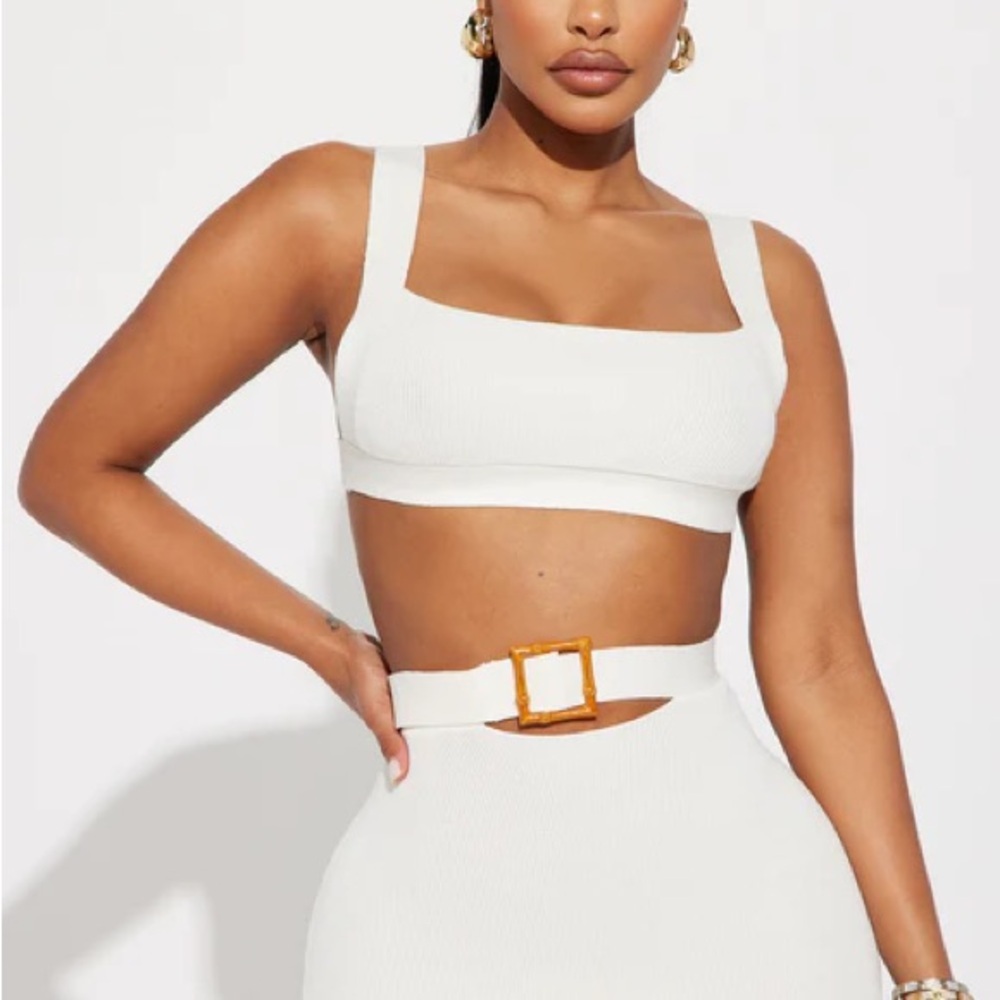 NWT fashion nova Elegant White Women's bodycon maxi Skirt set - Picture 2 of 7